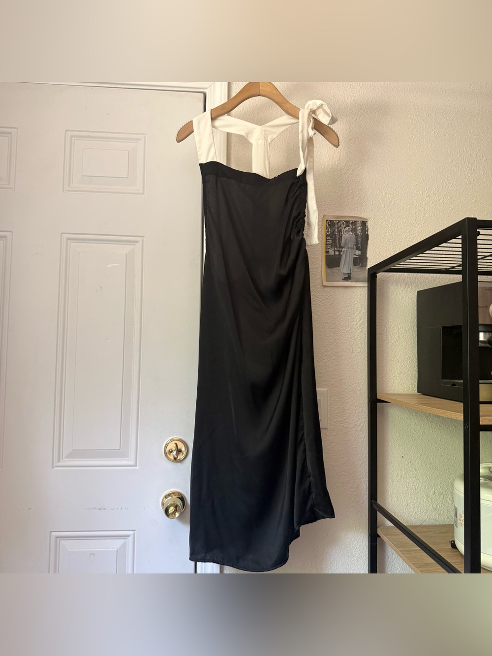 CELANDINE black white Anthropologie tie strap sleeveless midi dress